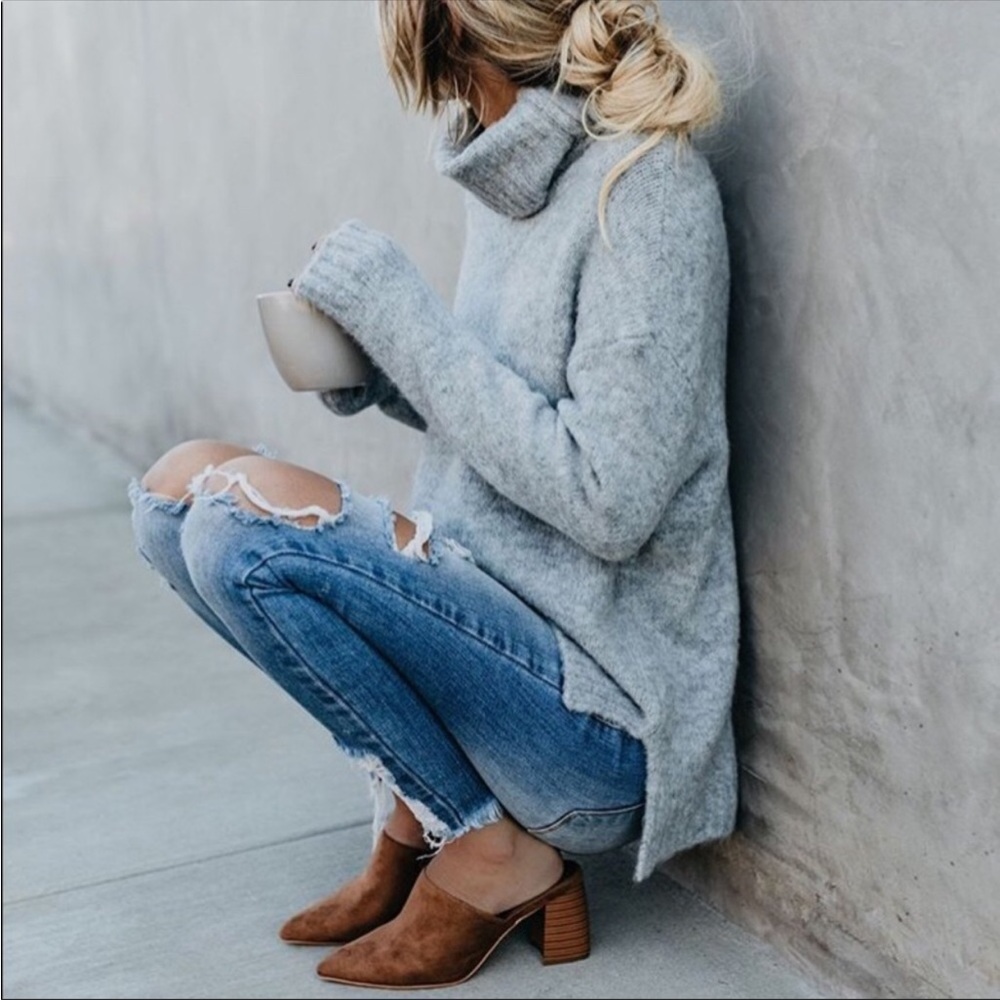 Lulus Dream Heather Oversized Gray Turtleneck Sweater